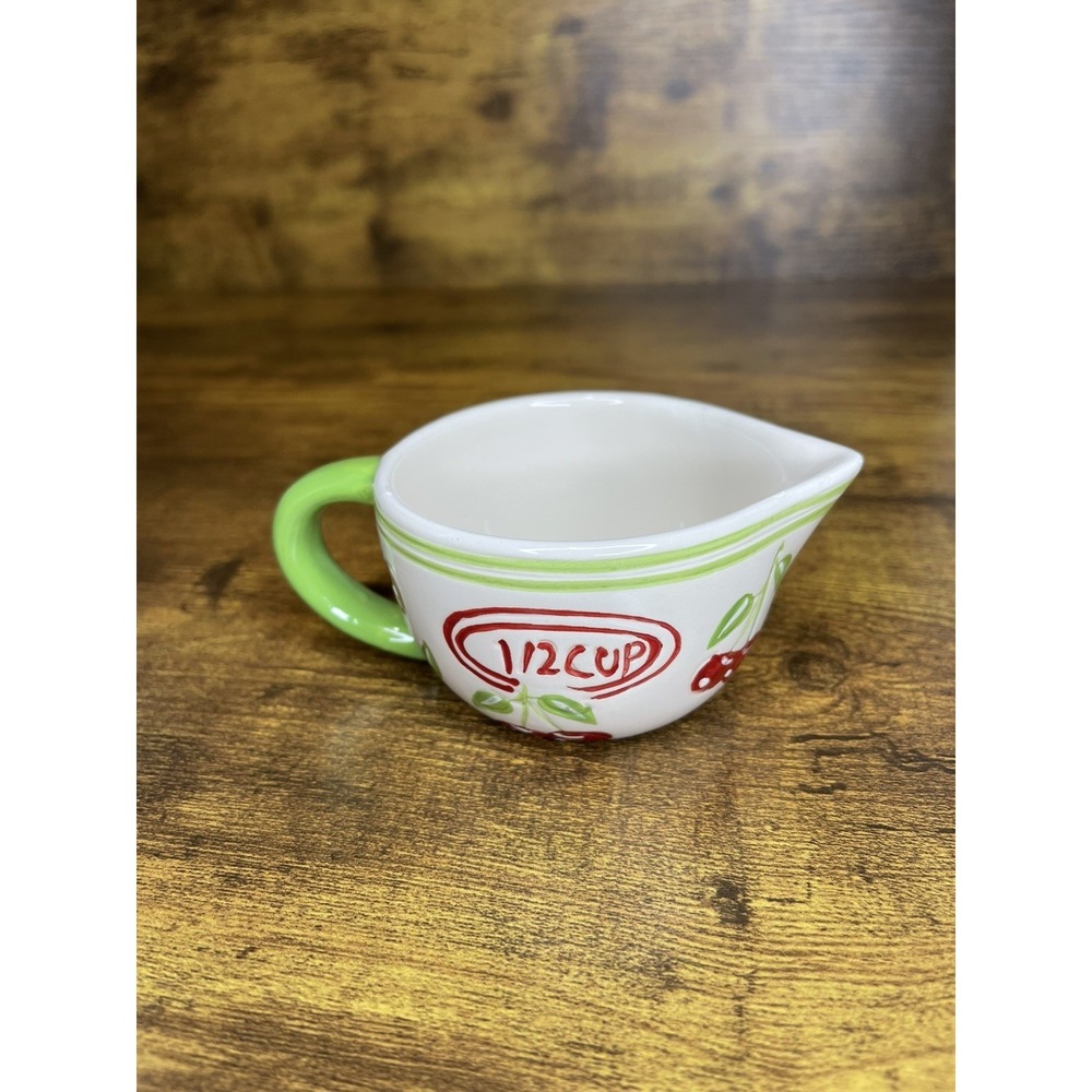Pier 1 Ceramic Cherry Cherries Measuring Cup 1/2 Cup.   P.1
